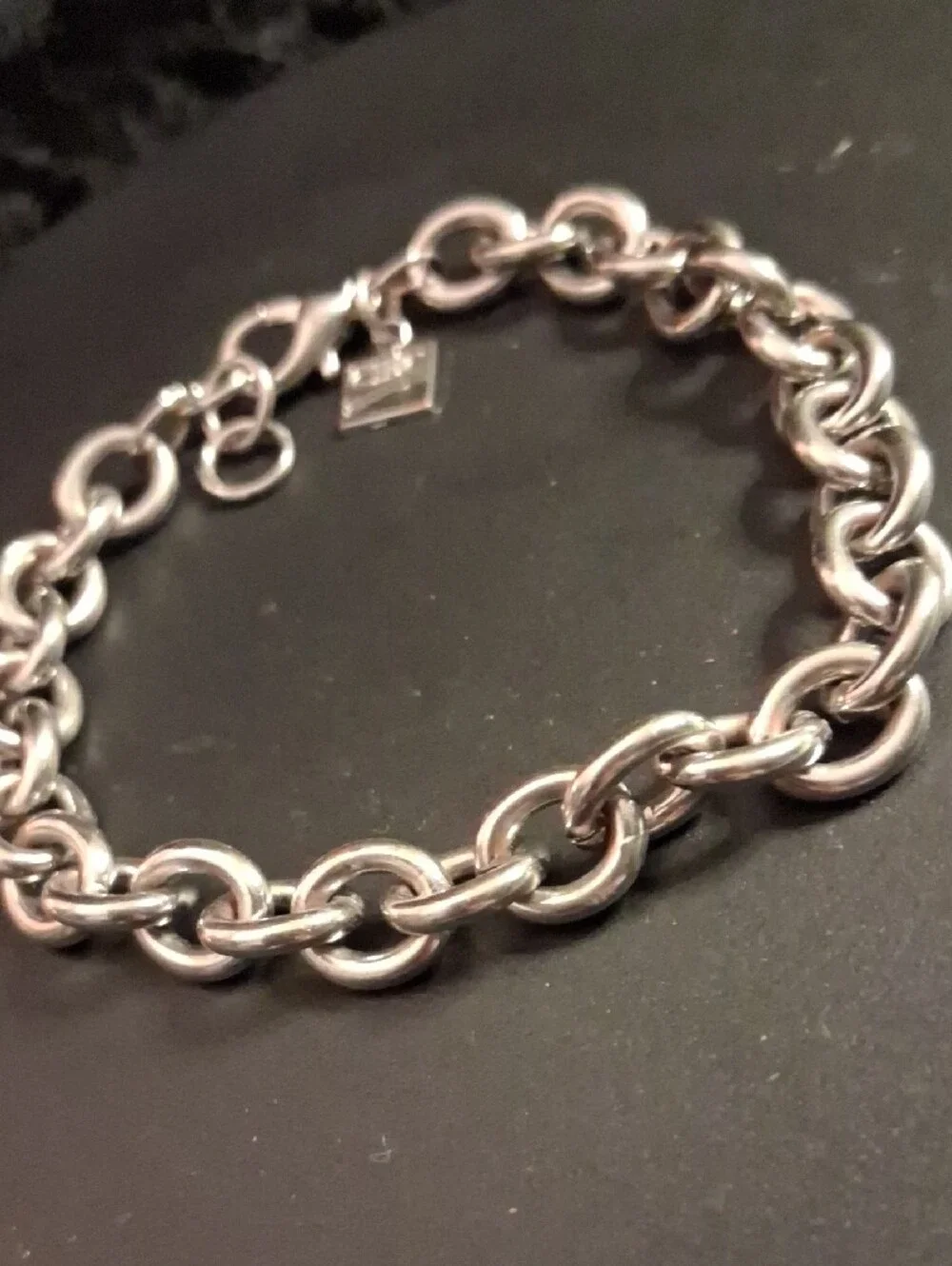 Silver Chain Link Women's Bracelet - CBC Charm Sz. 7 To 9 Adjustable